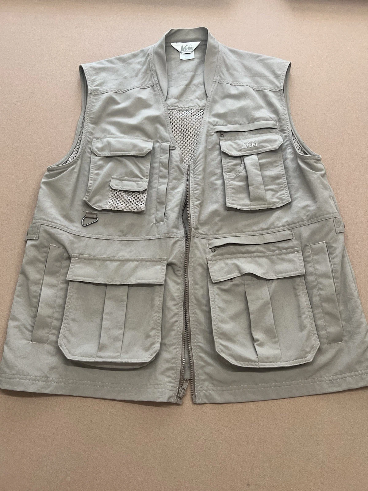 REI Mens Fishing Utility Vest Khaki Size Large