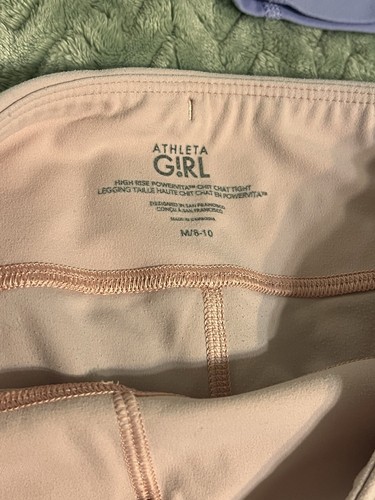 ATHLETA GIRL Lot Three Leggings Activewear Shorts Girls 10/12 Youth Pink Blue - Picture 2 of 4
