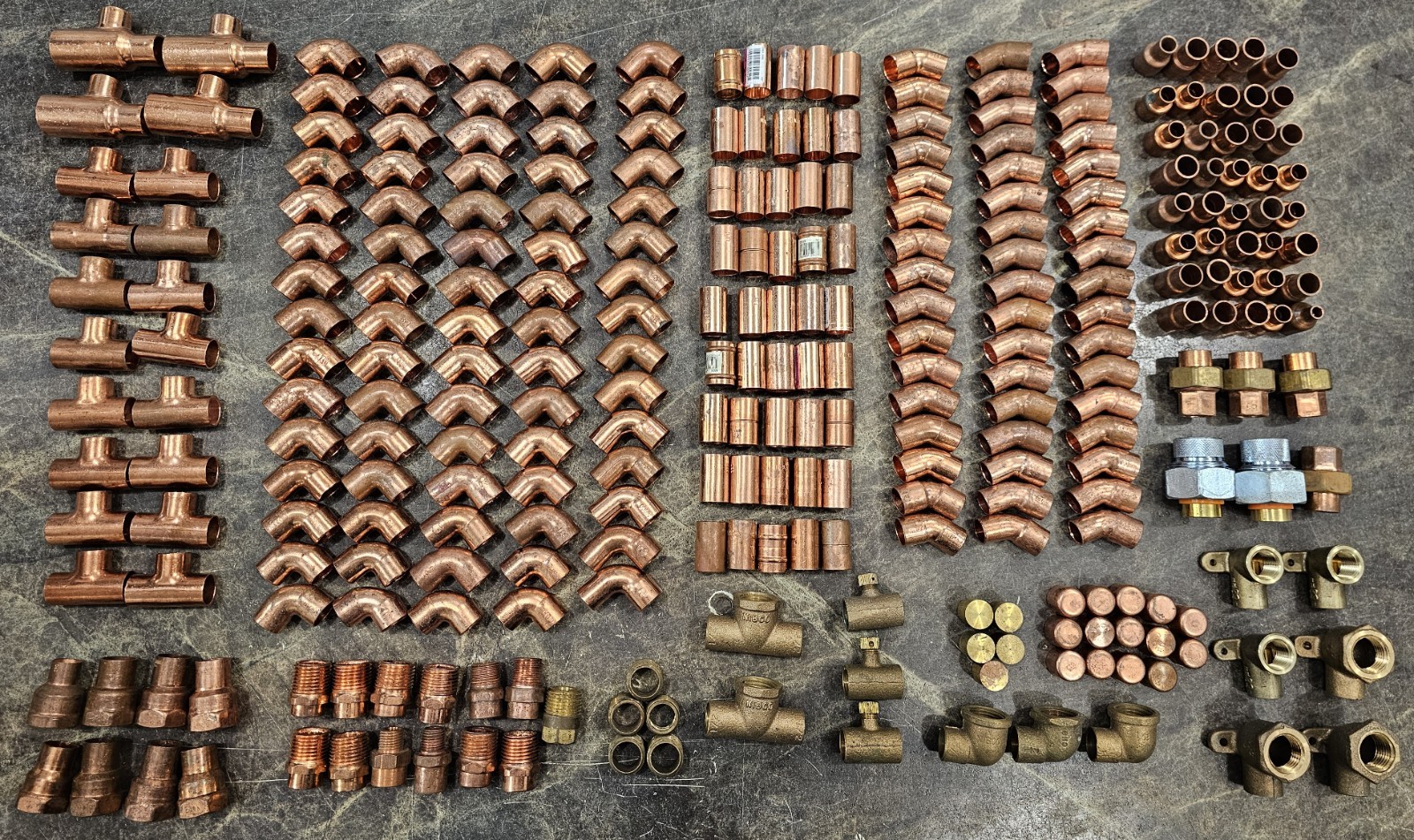 (LOT OF 290) 1/2" Copper Sweat Solder ~ Tees, Couplings, Elbows, Reducers, etc.