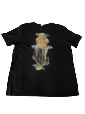 Baby Yoda Star Wars Tee Reflection Black T Shirt Adults 2XL 100% Cotton