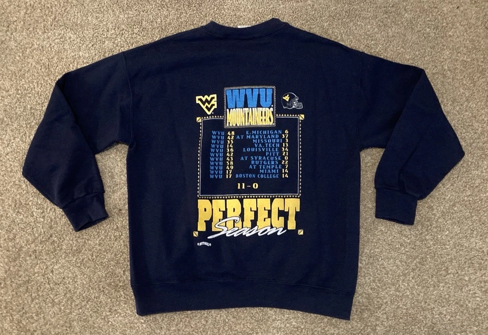 ViTG 1993 West Virginia Mountaineers Fútbol Sudadera Adulto L Cuello Redondo Nuez moscada Foto 2 de 4