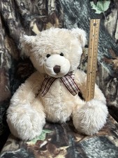 Animal Alley Teddy Bear Plush Stuffed Animal 12" Sitting Light Brown Plaid Bow