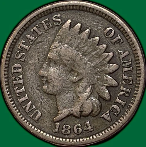 1864 CN Copper Nickel Indian Head Cent Very Good VG Coin #35467