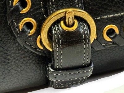 RARE Coach Vintage Y2K Chelsea Blk Studded Laced Leather Tote Bag