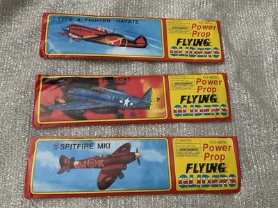 Grumman Hellcat, Hayate, Spitfire Flying Gliders Lot Of 3 Power Prop