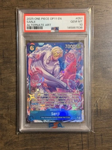 One Piece 2025 OP11-A Fist of Divine Speed Alternate Art #051 Sanji PSA 10