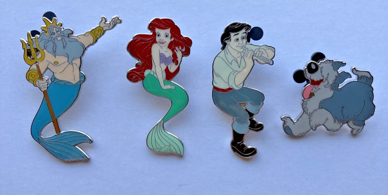 Disney Pins Lot Little Mermaid Ariel Eric Dog Max King Triton  #A45