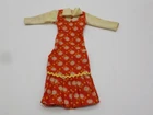 Vintage Barbie Clone Red Floral Long Ruffle Trim Dress Shillman ?