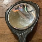 Victorian Art Nouveau Laurel Silver Hand Mirror with Floral Design  — photo 2