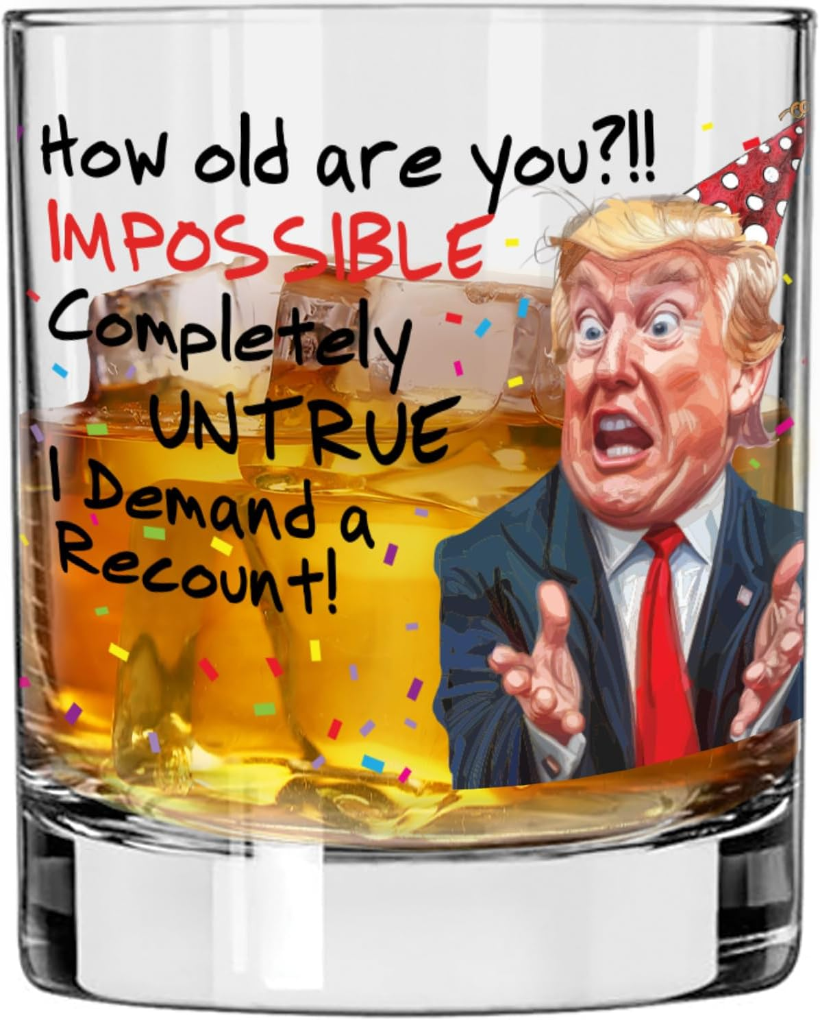 Funny Whiskey Glass Birthday Gag Gift for Dads Men Women Bourbon Lovers