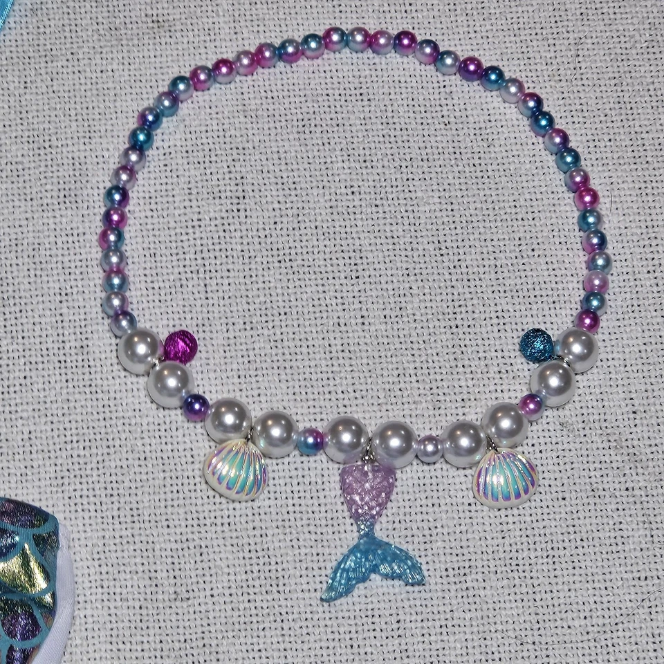 Vestido Sereia Tutu Dreams Verão 4 Cores para Meninas com Faixa de Cabeça Festa de Aniversário - Imagem 3 de 4