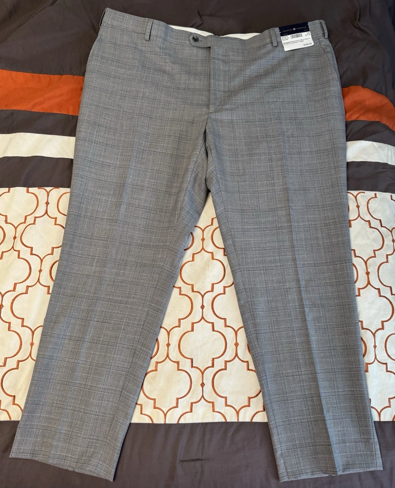 Size 44x29 - Joseph Abboud Classic Fit Wool Blend Plaid Suit Pants Platinum Gray