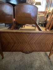 Antique French Regency Louis XVI Satinwood Twin Size Bed Pair