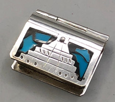 Sterling Silver Pill Box with Mexico Hallmark, Turquoise inlay