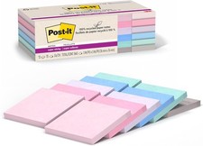 100 Recycled Paper Super Sticky Notes 3 in. x 3 in. 12 Pads 70 Sheets per Pad