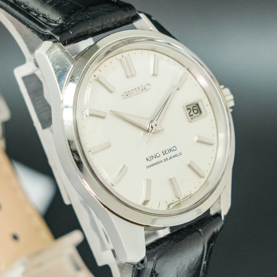 Vintage 1966[MINT] KING SEIKO 4402-8000 DIASHOCK  25Jewels White Date Round  Men - Image 4 of 4