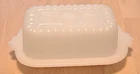 Vintage MINI BUTTER DISH Hazel Atlas WHITE MILK GLASS 1/2 Stick Plate & Lid