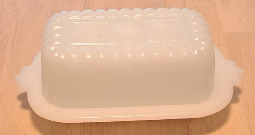 Vintage MINI BUTTER DISH Hazel Atlas WHITE MILK GLASS 1/2 Stick Plate & Lid