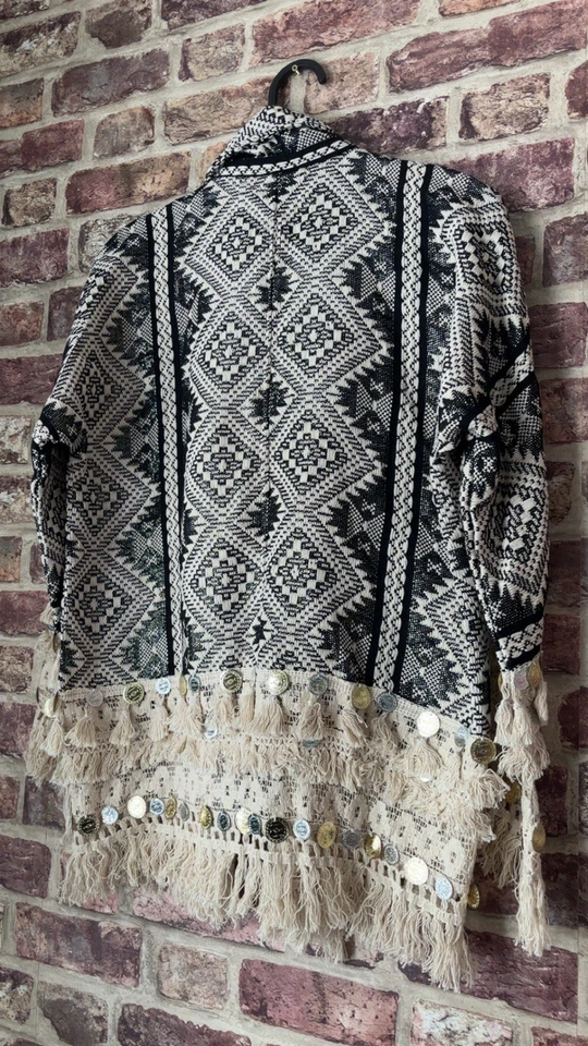 MYM Moda BoHo Black & White  Cotton Lightweight Jacket Size M Gorgeous  - Image 2 of 4