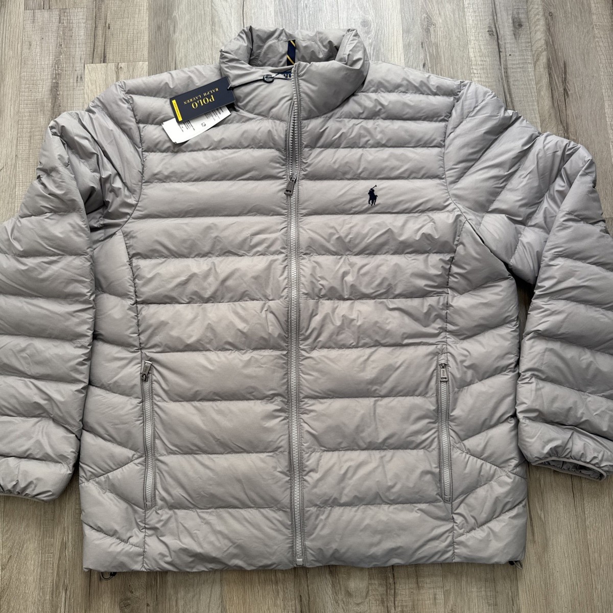 Polo Ralph Lauren Terra player logo recycled nylon Grey Heather puffer  jacket, L
