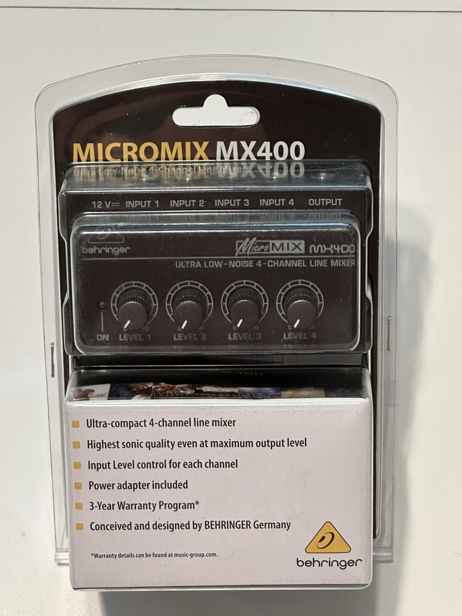 NWT Behringer Micromix MX400 Ultra Low Noise 4 Channel Line Mixer