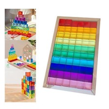 Rainbow Building Blocks Set Smooth Stacking Toy for Boys Girls Kids Toddlers