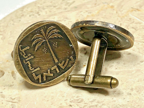 Israel Coin Cuff Links 10 Agorot Israelites Palm Tree Custom Handmade jewelry - Picture 4 of 4