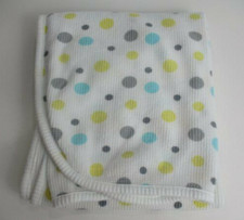 Parents Choice Aqua Yellow Grey White Polka Dot Spot Thermal Waffle Baby Blanket