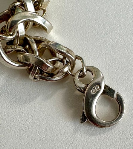 Vtg 925 Sterling Silver Scandinavian Danish Double ChainLink Adjble Bracelet 8'' - Picture 9 of 14