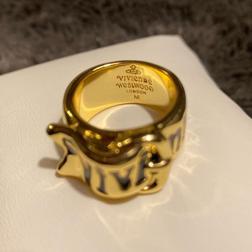 Vivienne Westwood gold plated and black buckle ring. Golden Belt ring. Medium - Picture 3 of 4