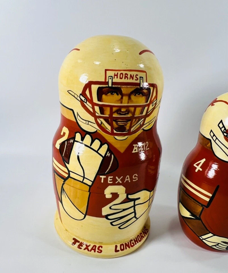 Russian Nesting Dolls VTG (5) Texas Longhorns/Simms/Williams/Benson/Babers/Tubbs - Image 2 of 4