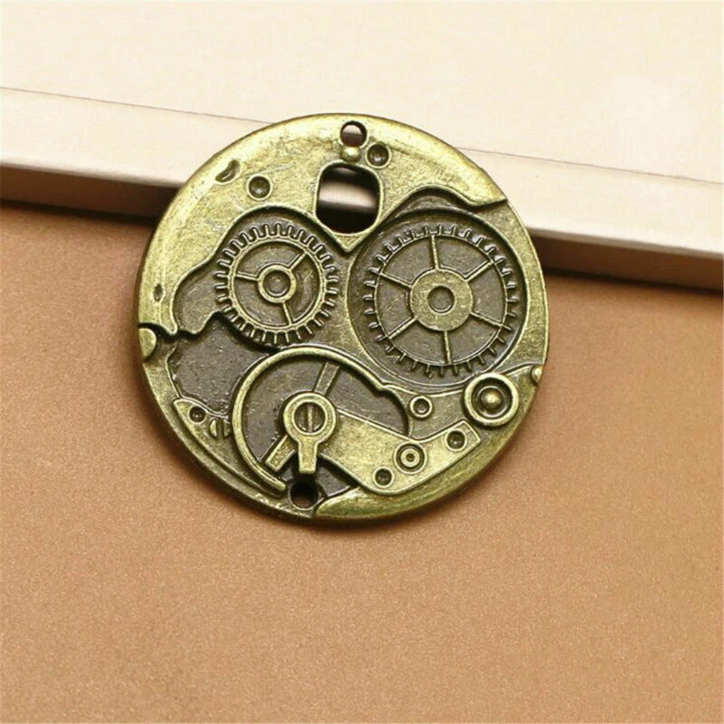 Berloques antigos de engrenagem de roda redonda 25/38 mm steampunk faça você mesmo pingente acessórios - Imagem 3 de 4