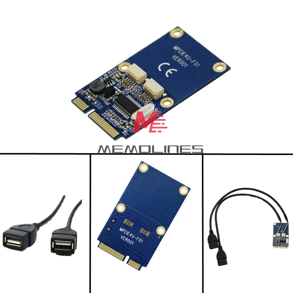 10PCS Mini PCI-E to USB Adapter mPCIe to 5 Pin 2 Ports USB2.0 Converter Card - Image 2 of 4