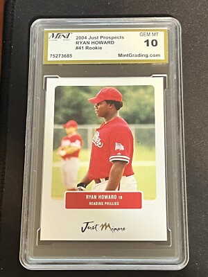 Ryan Howard Rookie Ryan Howard Rookie (Graded Mint Grading Gem Mint 10) 2004 Just ...