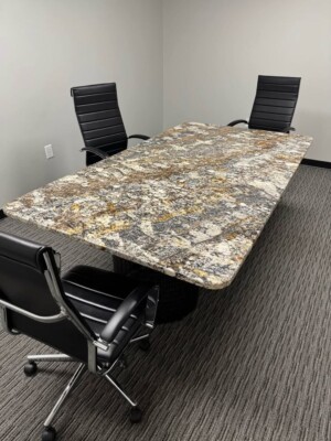 Solid Marble Conference Table   86  Long x 48  Wide - on Wire Framed Pedestals