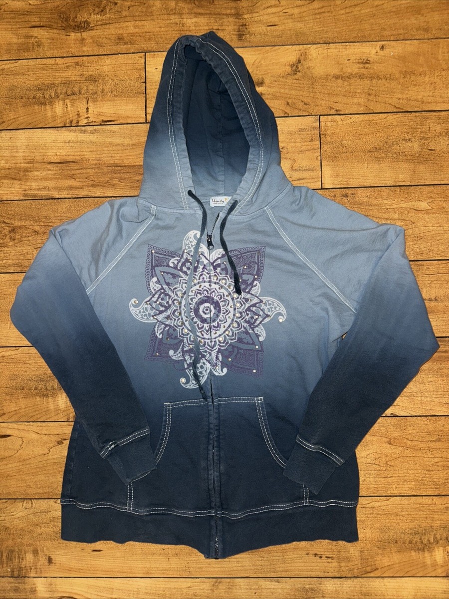 Unity World Wear Full Zip Gradient Dyed Hoodie Blue Medium 20x22