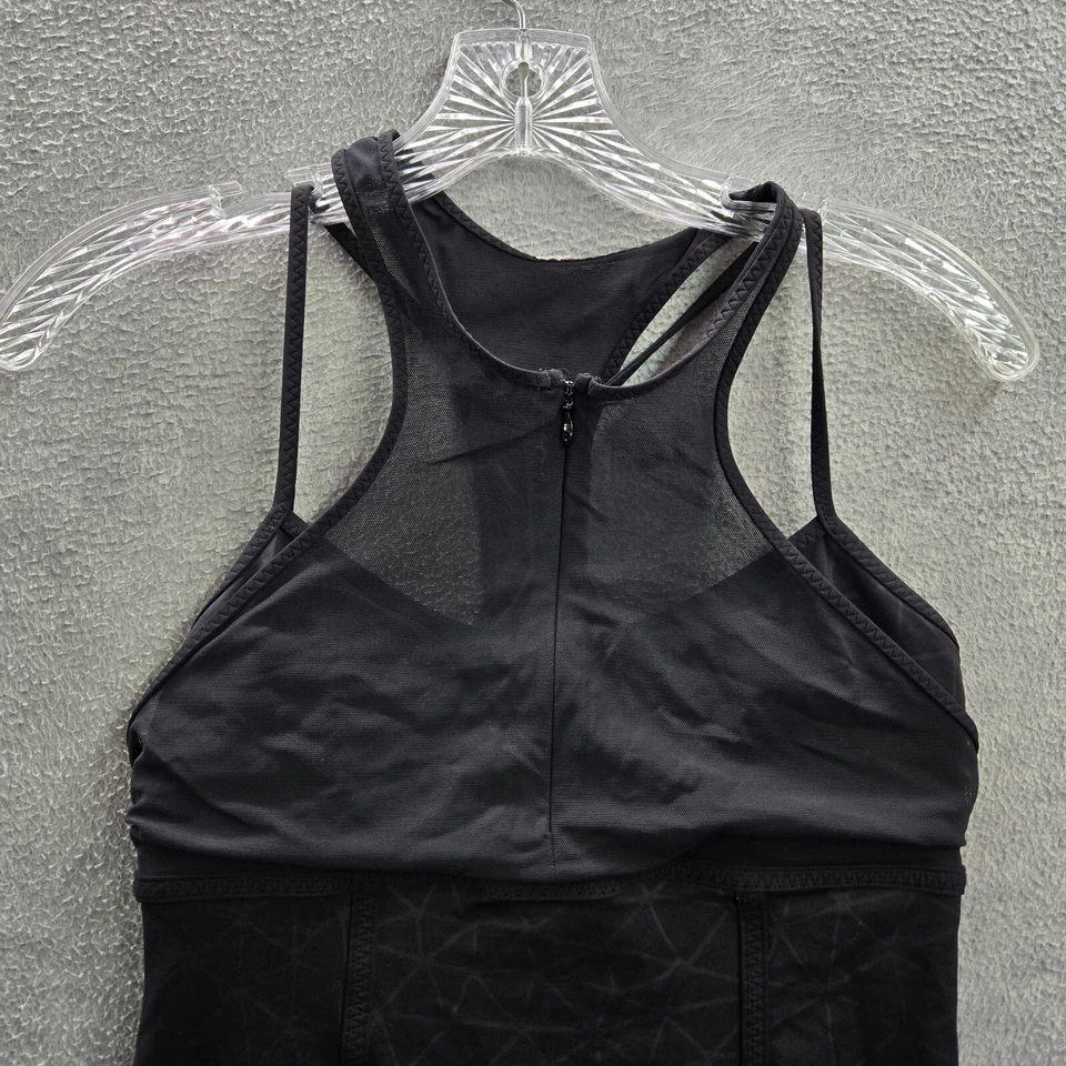Camiseta sin mangas Lululemon para mujer ropa deportiva 6 negra geométrica pedal ritmo incorporado sujetador Foto 3 de 4
