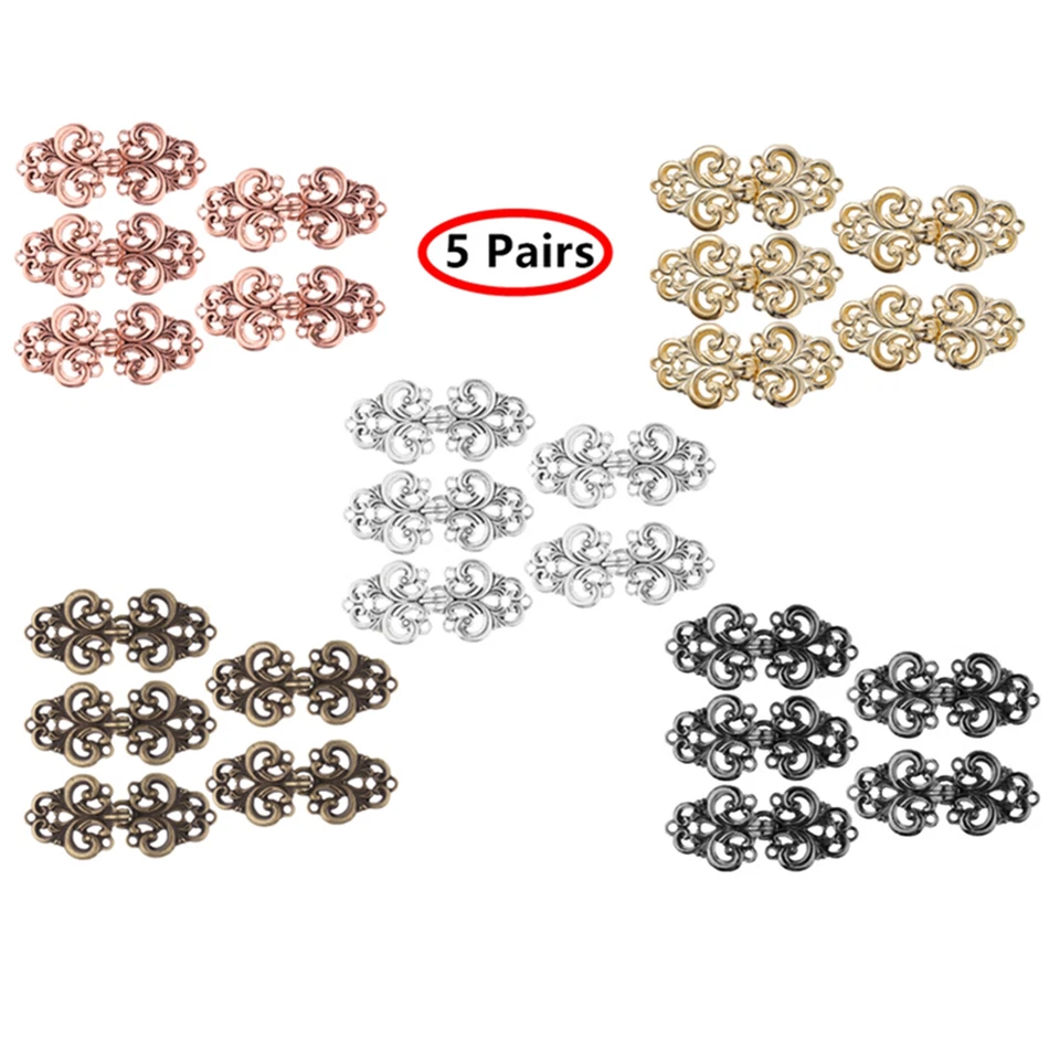 5 Pairs Swirl Flower Cape Cloak Clasp Fasteners Hooks&Eyes Cardigan Clips AU - Image 4 of 4