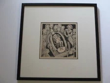  ANTIQUE KENNETH LOUIS STRIKER PAINTING ORIGINAL ILLUSTRATION SURREAL MOD DECO