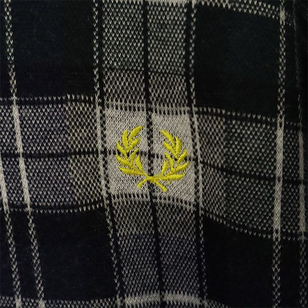 Men's Fred Perry Check Zip Jacket S Navy Logo Embroidery | eBay