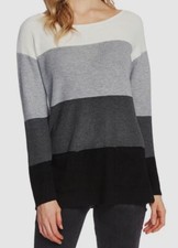  89 Vince Camuto Women's White Gray Colorblock Pocket Sweater Petite Size PL