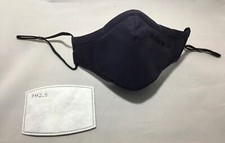 1 REUSABLE FACE MASK WASHABLE COTTON WITH 3 PM2.5 FILTERS NOSE WIRE - NAVY