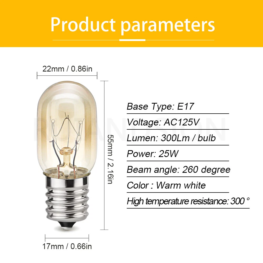 E17 Spiral Halogen Bulb Microwave Light Garden Light 125V/220-240V WarmWhite 25W