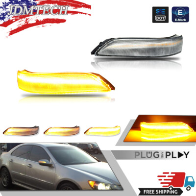 Clear Amber Sequential Side Mirror Light For 08-13 Honda Accord & 06-09 Acura RL