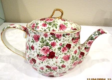 Baum Bros Formalities VICTORIAN ROSE CHINTZ Collection Teapot - 6 3/4 x 9 1/2"