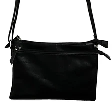 Kellie & Katie Black Vegan Leather Crossbody with Center Card Organizer 3 Comps