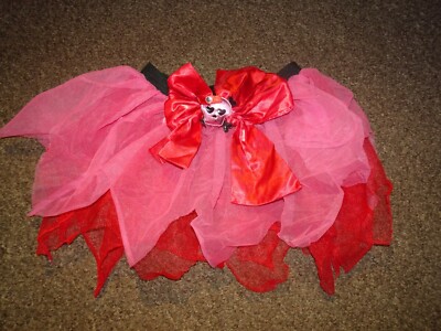 NEW TU PINK HALLOWEEN GIRL KIDS CHILDRENS TUTU SKIRT SKULL GOTH EMO AGE 8-10 YRS
