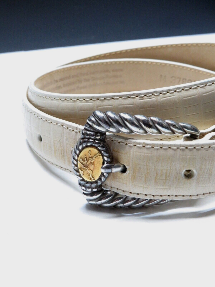 BRIGHTON MUSEUM COLLECTION Vintage Cream Leather BELT SZ M  display picture 1