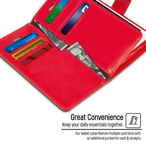 iPhone 7 8 Plus SE 6 6s Flip Wallet Case Card Holder Leather Soft Cover - Picture 27 of 43