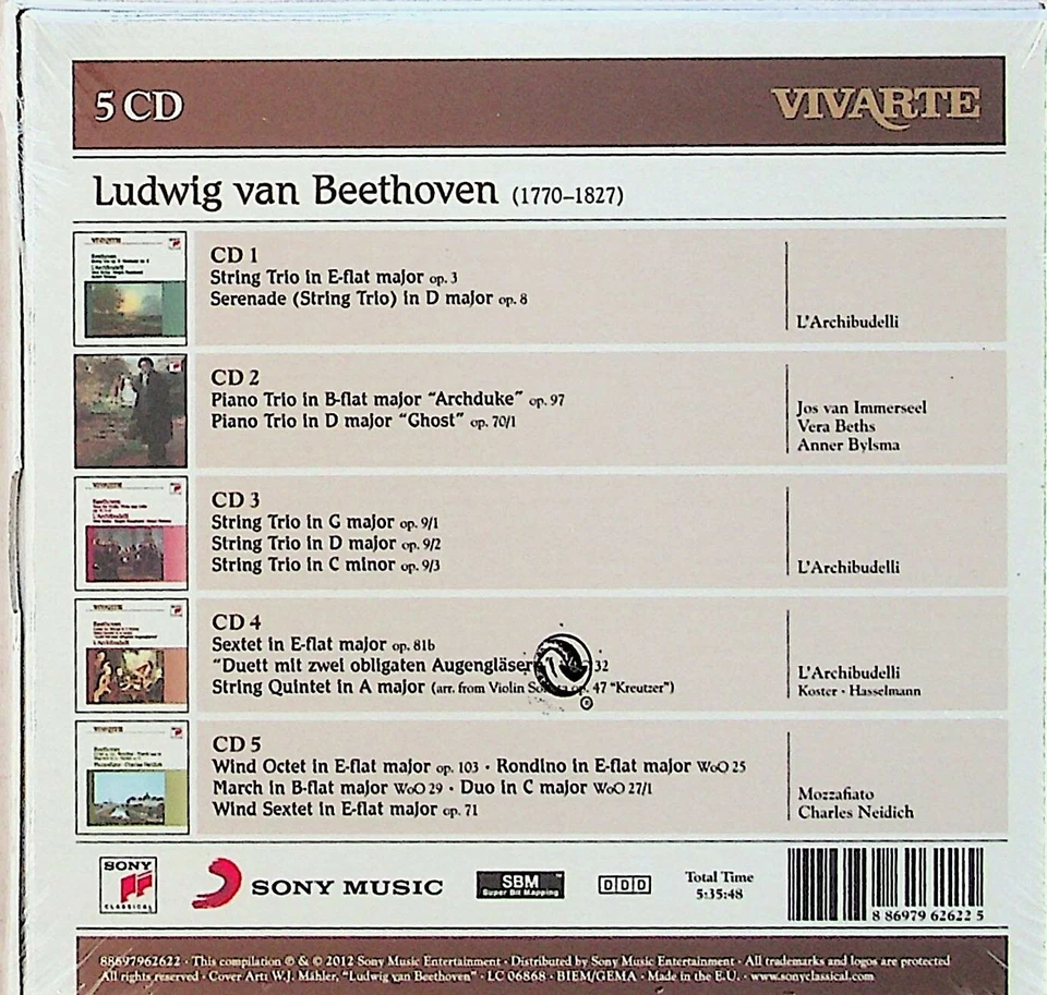 BEETHOVEN Piano & String Trios/Quintet/Sextet etc 5-CD NEW L'Archibudelli/Bylsma - Image 2 of 2